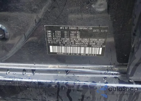 2019 Subaru Impreza 2.0I из США, поврежденный, VIN 4S3GTAB68K3734089